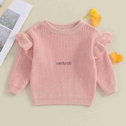 Pullover Cute Ruffle Long Sleeve Baby Girls Sweaters Winter Warm Kids Toddler Knitted Clothes Solid Crochet Tops Loose Knitwearvaiduryb