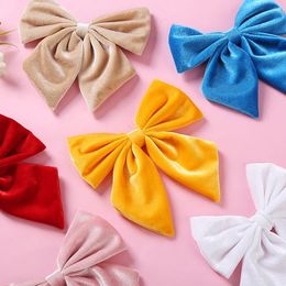 Hair Accessories 30pc/lot Large 6inch Velvet Bow With Clip Baby Girls Velvet Bows Nylon Headband Hairpins Kids Hairgrips Party Hair Accessories 231129