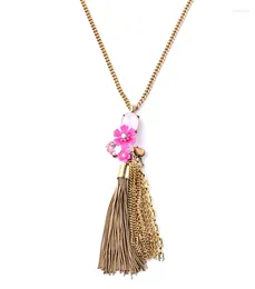 Pendant Necklaces Wholesale 2023 Fashion Women Necklace Jewelry Style Flower Gold Color Tassel Long