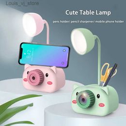 Book Lights Cartoon Pig LED Desk Light with Pen Holder Pencil Sharpener USB Rechargeable Study Reading Lamp for Children Students Table Lamp YQ231130