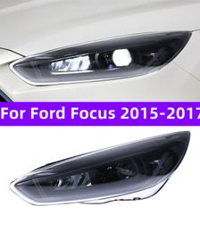 For Ford Focus 20 15-20 17 Car Assembly Front Lamp Refit Projection Lens Xenon Streamer Turn Signal Daytime Running Lights