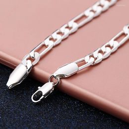 Chains Fashion 925 Sterling Silver Plated 16-30" Inch 4MM Necklace Figaro Chain Men & Women Classic Jewellery