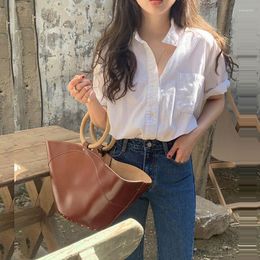 Women's Blouses 2023 Summer Casual Women's Neck Short Sleeve Thin Design Sense Small White Top Blusas Clothes For Women Shirts Blouse