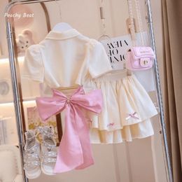 Clothing Sets Fashion Baby Girl Princess Clothes Set Sweatershirt Skirt 2PCS Infant Toddler Child Outfits Bow Back Suit 1 10Y 231130