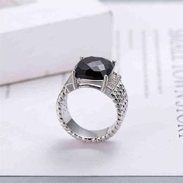 Band Rings 18K Gold Dy ed Wire Prismatic Black Ring Women Fashion Platinum Plated Micro Diamond Trend Versatile Rings Style3149