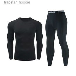 Men's Thermal Underwear Thermal Underwear Sport Sets Men's Fitness Quick-Drying Compression T-Shirt Long Sle T-Shirt Tights Leggings Sport Track Suit L231130