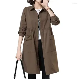 Women's Trench Coats 2023 Spring And Autumn Solid Colour Windbreaker Mid-Length Fashion All-Match Thin Coat Female Black