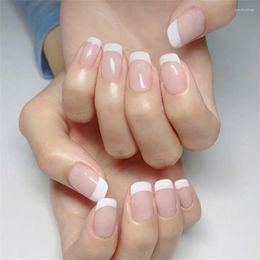 False Nails 24P/Set White Edge French Wearing Art Nude Color Translucent Acrylic Press On Nail Girl Removable Fake
