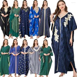 Ethnic Clothing Eid Ramadan Muslim Women Loose Maxi Dress Batwing Sleeve Abaya Dubai Turkey Kaftan Islamic Moroccan Caftan Robe Gown