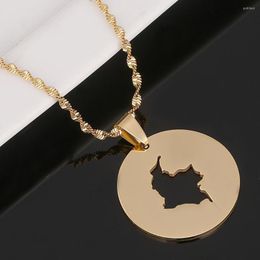 Pendant Necklaces Stainless Steel Gold Colour Map Of Colombia For Women Colombian Round Jewellery