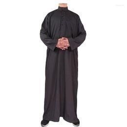 Ethnic Clothing Ramadan Eid Muslim Men's Robe Jubba Thobe Islam Arab Black Dress Kaftan Man Musulman Abaya Casual Long Sleeve