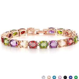 Top Sell Luxury Jewelry Sweet Cute High Quality 925 Sterling Silver Platinum Multi Color Gemstones CZ Diamond Women Wedding Bracel271b