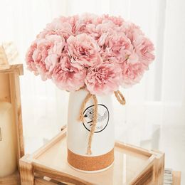 Dried Flowers 5pcs Silk Peony Bouquet Artificial Wedding Home Living Room Autumn Decoration Fake for DIY Crafting Arrangement 231130