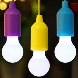 Camp Furniture VSWYT Colourful LED Hanging Lamp Portable Drawstring Tent Camping Light Retro Lighting Home Pull Cord Bulbs Battery Powered