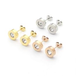 Stainless steel B single diamond earrings rose gold men and women couple earrings for woman2812