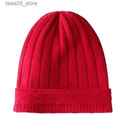 Beanie/Skull Caps Cashmere Wool Hat Fashionable Warm Autumn And Winter Women Ear Protection Neck Protection Knitted Solid Hats Caps Men Q231130