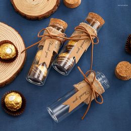 Storage Bottles Wishing Bottle Transparent Straight Mouth Cork Stopper Glass Linen Bowknot Candy Box With Souvenir Jars