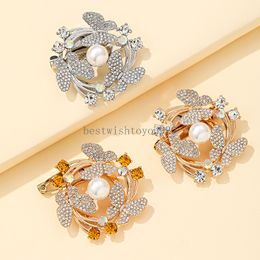 Shining Crystal Flower Brooches For Women Colorful Rhinestone Lapel Pins Wedding Accessories Coat Scarf Buckle Jewelry