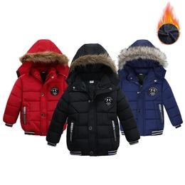 Jackets Keep Warm Autumn Winter Boys Jacket Fur Collar Hooded Baby Coat Fashion Zipper Boy Outerwear 2-6 Year Kids Clothes Birthday Gift 231129
