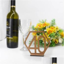 Party Decoration 10 Pcs Woodsy Decor Table Number Holders Weddings Dining Wedding Supplies Wooden Hexagon Numbers Bride Drop Deliver Dhmjt