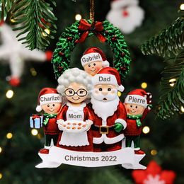 Christmas Decorations Personalized Christmas Pendant Custom 3-9Names Familiy Home Christmas Tree Ornament Holiday Party Decorations 231129