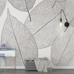 Custom Mural Wallpaper Modern Minimalist Leaf Veins Texture Living Room Bedroom Background Home Decor300y