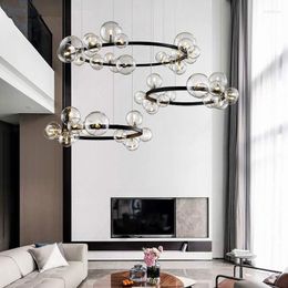 Chandeliers Modern Nordic Minimalist Living Room G9 Led Chandelier Glass Ball Lighting Round Metal Fixtures