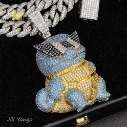 Squirtle Cartoon Game Fashion Jewelry Pendants Charms Gold Plated CZ Jewelry Hip Hop Rock Iced Out Gifts For Men Cool Girls