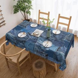 Table Cloth Blue Denim Jeans Pocket Patchwork 2 Side Kitchen Decor Tablecloth For Party Towels Decoration