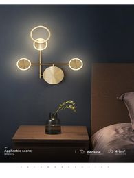 Wall Lamp Modern Copper LED Bedside Table Rotary Black And Gold Chandelier Ceiling Staircase TV Background