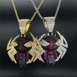 Custom Cartoon Full Iced Out Spider Necklace Jewellery Pendants Gold Hiphop Moissanite Pendant