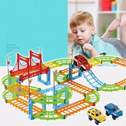 DIY Tramway Rail Car Building Block Assembly Electric High Speed Rail Education Toys Children's Toys Christmas Gift pista macchinine