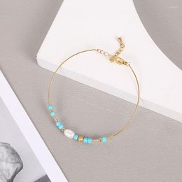 Bangle Charm Jewelry French Classic Women's Metal Stainless Steel Waterproof 18k Gold Turquoise Pearl Mini Beaded Exquisite Bracelets