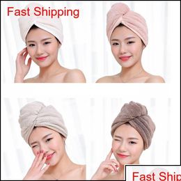 Bath Tools Accessories Magic Microfiber Hair Fast Drying Dryer Towel Bath Wrap Hat Quick Shower Cap Turban Dry 4Styles Rra2239 Drop Dhccx