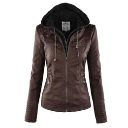 Womens Leather Faux Jacket Women Basic Coat Female Winter Motorcycle PU Suede Zipper Hoodies Outerwear 231129