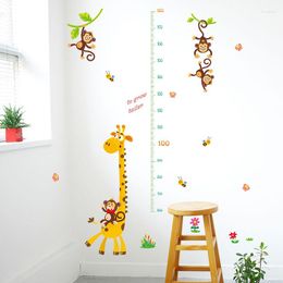 Wall Stickers Cartoon Animal Giraffe Monkey Height Measure For Kids Room Nursery Growth Chart Decor Art Decal