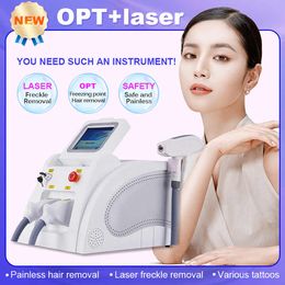 Professional Dual Handles E Light OPT Ice Point Hair Removal Picosecond Laser Painless Washing Tattoo Machine with Black Doll Treatment Carbon Peeling