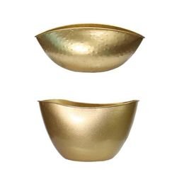 OOTDTY Gold Metal Flower Pot Planter Vase Succulent Plant Container Ornament Home Decoration Indoor Outdoor 210712244x