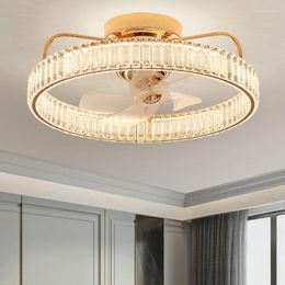 Nordic Creative Luxury Crystal Glass Gold LED Oscillating Fan Light Study Bedroom Restaurant Lighting Fixtures Drop