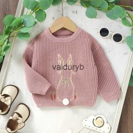 Pullover Cute Newborn Baby Girls Knitted Sweater Easter Kids Clothes Bunny Embroidery Pattern Long Sleeve Knitwear Jumpers Topsvaiduryb
