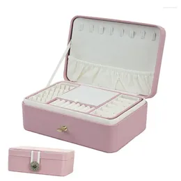 Storage Boxes Jewelry Holder Organizer Box Modern Style PU Leather 2 Layer Safe Travel Container Accessories