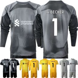 Club Team Goalkeeper GK Youth Alisson Becker Jerseys 1 Soccer Set Goalie Long Sleeve 13 Adrian 25 Pepe Reina 22 Simon Mignolet Football Shirt Kits 22/23 Child LiWuPu