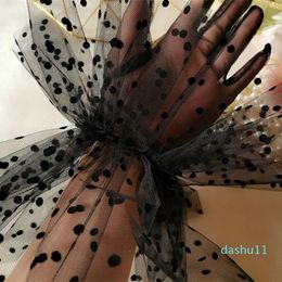 Fingerless Gloves Short Sheer Tulle Wedding Bride Dress Fashion White Black Dot Transparent Mitten Wrist Length Bridal Glove