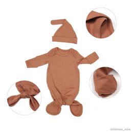 Blankets Swaddling Infant Girls Boys Sleeping Bag Baby NewbornSwaddle Wrap Knotted Sleepwear Wrap Blankets and Hat Outfit R231130