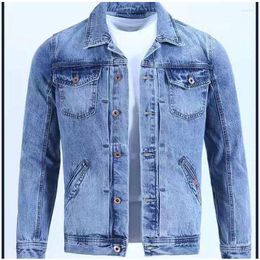 Men's Jackets 2023 Men's Denim Jacket Casual Solid Colour Lapel Single-breasted Jeans Autumn Slim Quality Clothing Jacke