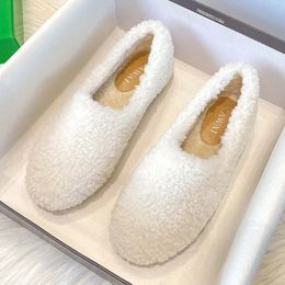 Dress Shoes Designer Luxury Lambswool Winter Cotton Women Loafers Warm Plush Comfy Curly Sheep Fur Flats Casual Mocasines Mujer 231130