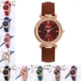 Wristwatches Fashion Women Leather Casual Watch Luxury Analogue Quartz Crystal Wristwatch Fashionable For Gift Montre Femme