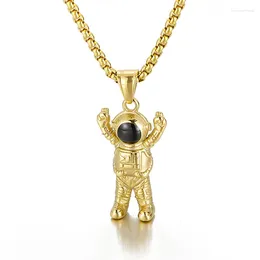 Pendant Necklaces Fashion Golden Astronaut Stainless Steel Men's Women's Necklace Dream Jewellery Accessories 2023