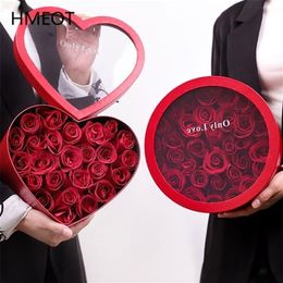 Transparent Packaging Storage Box Round Heart-shaped Rose Preserved Flowers Gift Box DIY Wedding Birthday Valentine's Day Gif2034