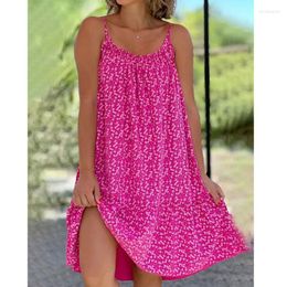 Casual Dresses 2023 Summer Women's Wave Dot Drop Strap Loose Dress Double Sided Watermark Sleeveless Elegant